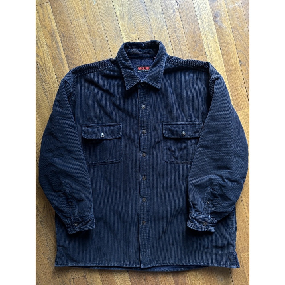 Vtg Wolverine Corduroy Mens XXL 2XL Fleece Lined Jacket Workwear Outdoor Shirt